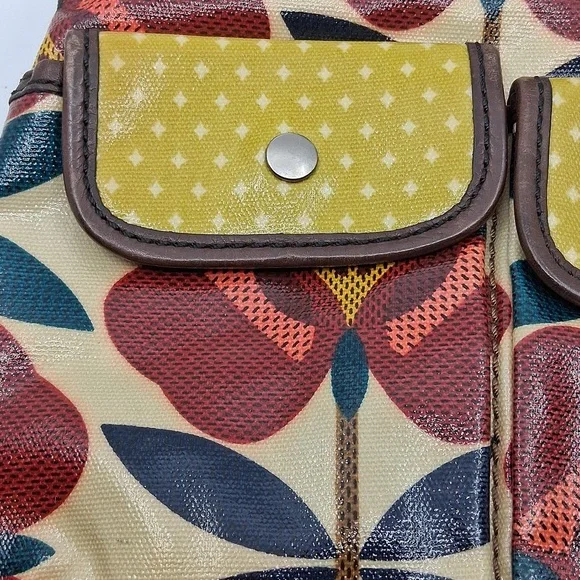 FOSSIL Vintage Key-Per Floral Crossbody Bag PVC Coated Textile Cow Leather - Picture 4 of 9